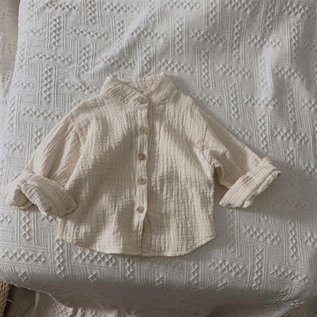 CAMISAS RETRO DE ALGODON Y LINO PARA NIÑOS 90 BEIGE - 2