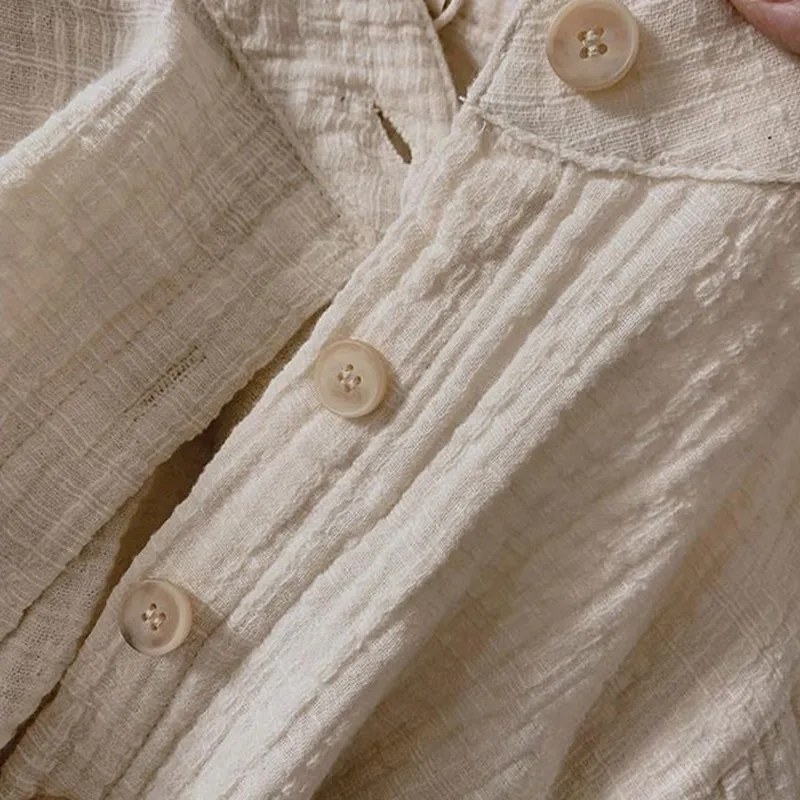 CAMISAS RETRO DE ALGODON Y LINO PARA NIÑOS 90 BEIGE - 3