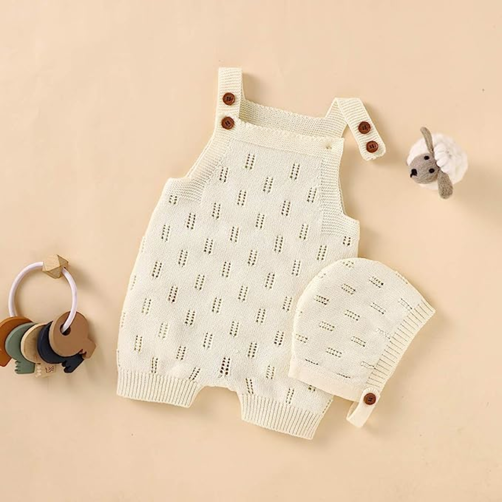 ENTERITO PARA BEBE KNIT SIN MANGAS CON SOMBRERO 80CM BLANCO - 3