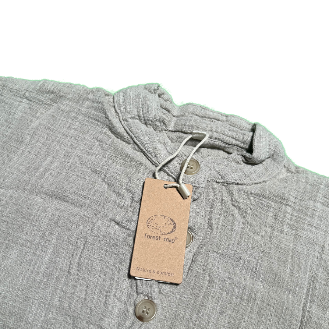 CAMISA RETRO DE ALGODON Y LINO 100 GRIS - 2