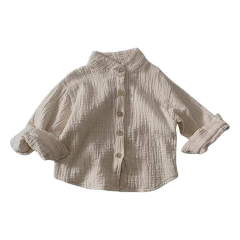 CAMISAS RETRO DE ALGODON Y LINO PARA NIÑOS 100 BEIGE - 1