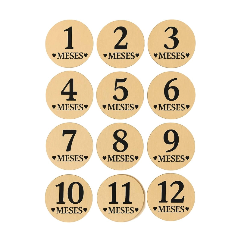 TARJETAS DE MADERA PARA CUMPLE MES BEBE  1 A 12 MESES - 1