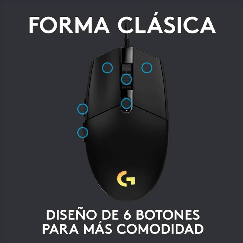 MOUSE GAMER LOGITECH G203 LIGHTSYNC NEGRO - 4