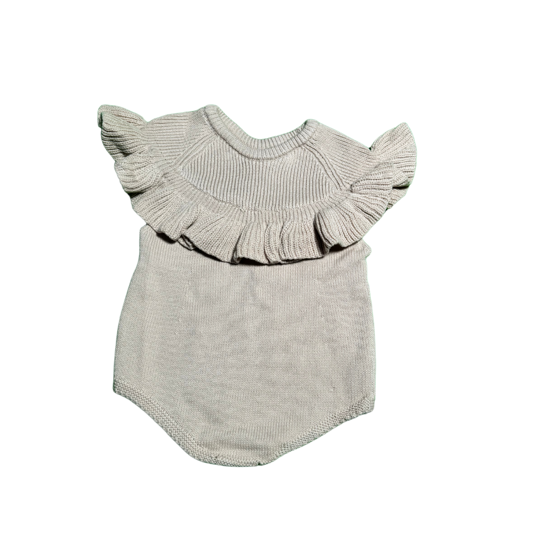 BODY DE ALGODON PARA BEBE TEJIDO A MANO 73 CM BEIGE - 2