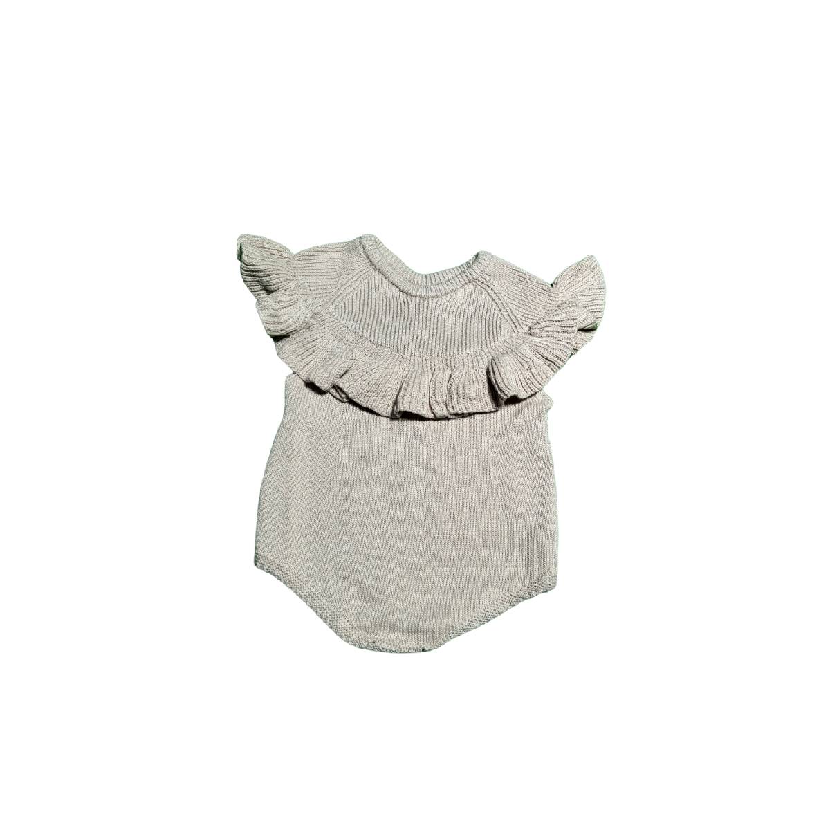 BODY DE ALGODON PARA BEBE TEJIDO A MANO 80 CM BEIGE - 2
