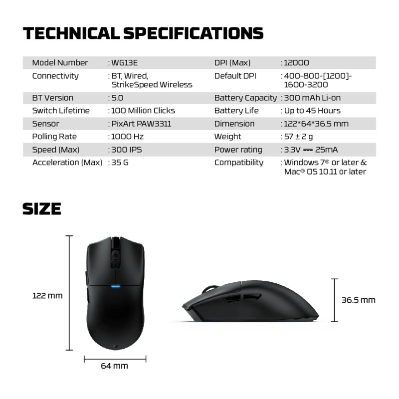 MOUSE FANTECH WG13 E TANTO E BLACK - 9