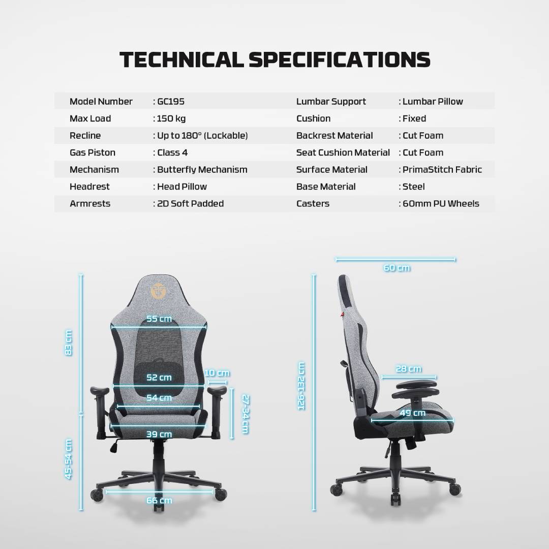 SILLA GAMER FANTECH GC195 GREY - 5