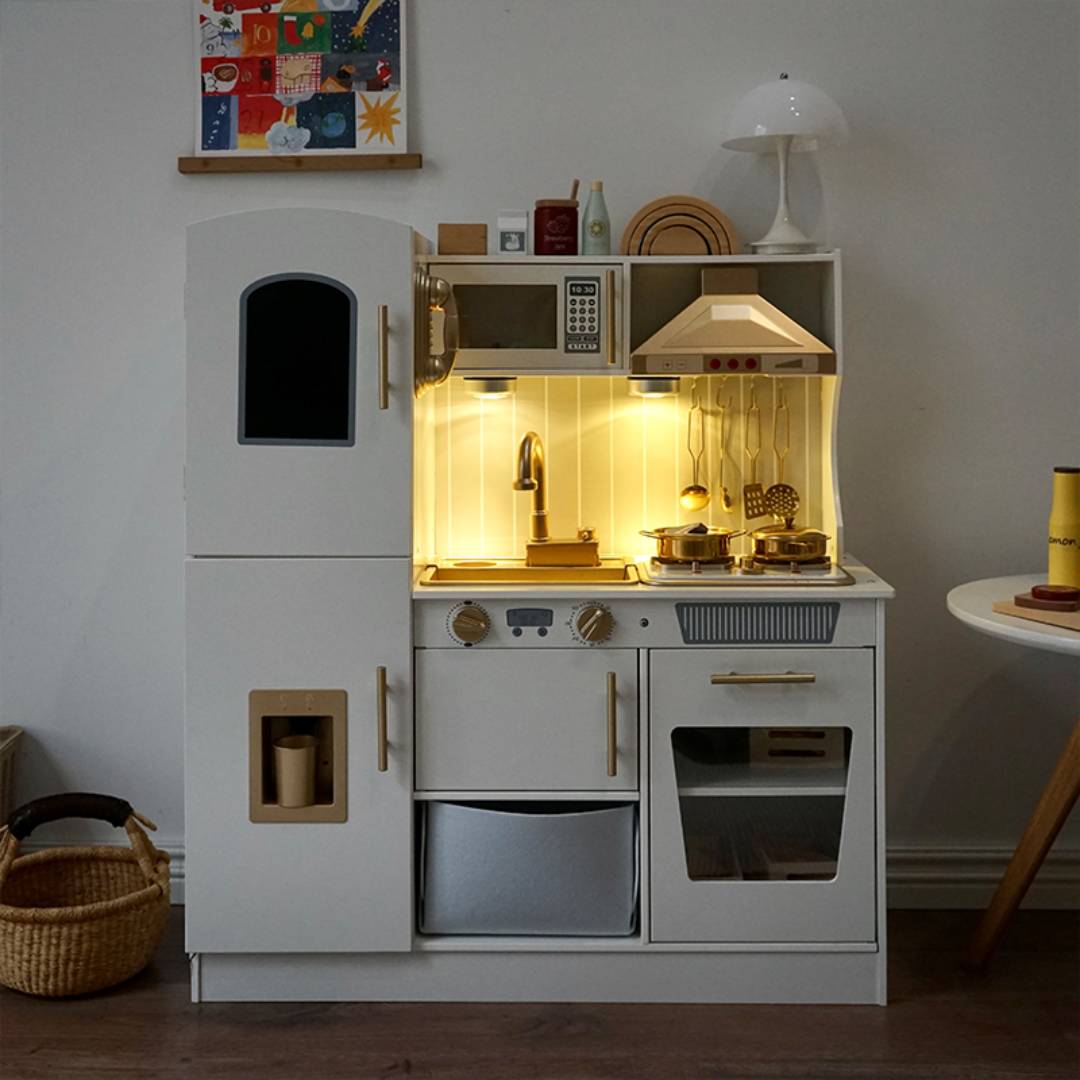 COCINA DE MADERA PARA NIÑOS, INTERACTIVA, INCLUYE ACCESORIOS - 4