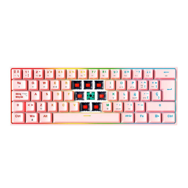 TECLADO FANTECH MK857 MAXFIT61 SAKURA ESPAÑOL SW. RED - 3
