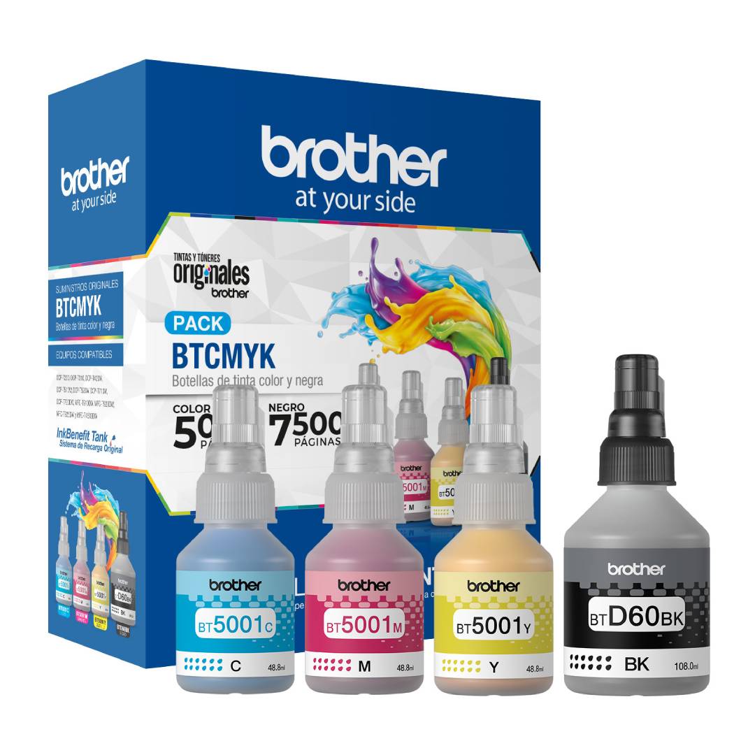 PACK DE 4 BOTELLAS DE TINTA ORIGINAL BROTHER BTCMYK - 1