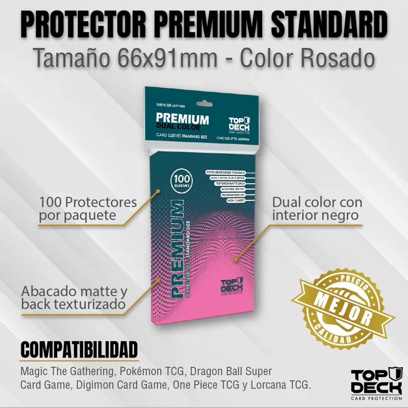 PROTECTORES PREMIUM DUAL COLOR STANDARD ROSADO (66X91MM) - 2