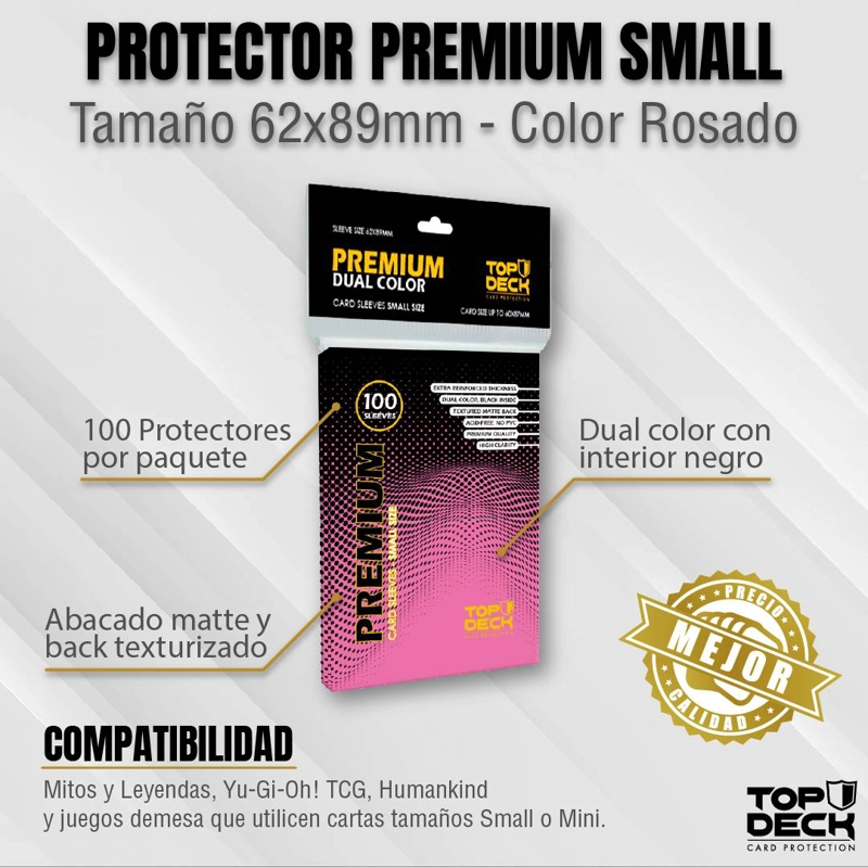 PROTECTORES PREMIUM DUAL COLOR SMALL ROSADO (62X89MM) - 2