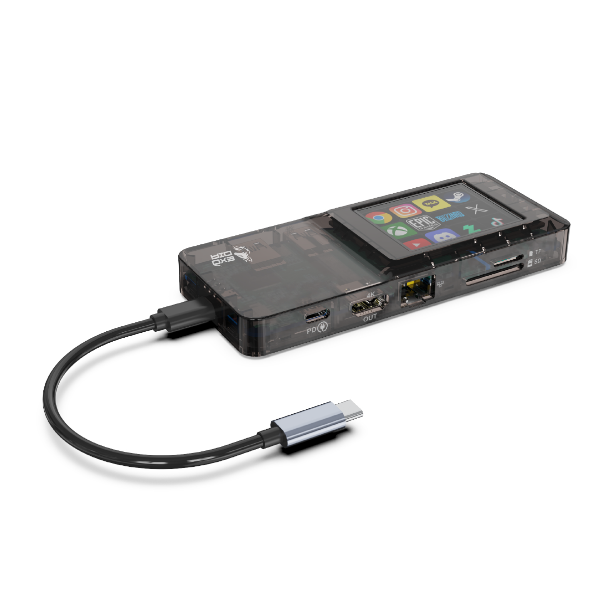 HUB EXODIA AURA H1 CON STREAMDECK TOUCH USB C, 8 EN 1 - 4