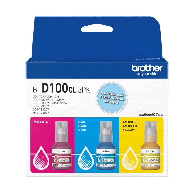 PACK DE TINTAS BROTHER BTD100CL 3PK CYAN-MAGENTA-YELLOW - 1