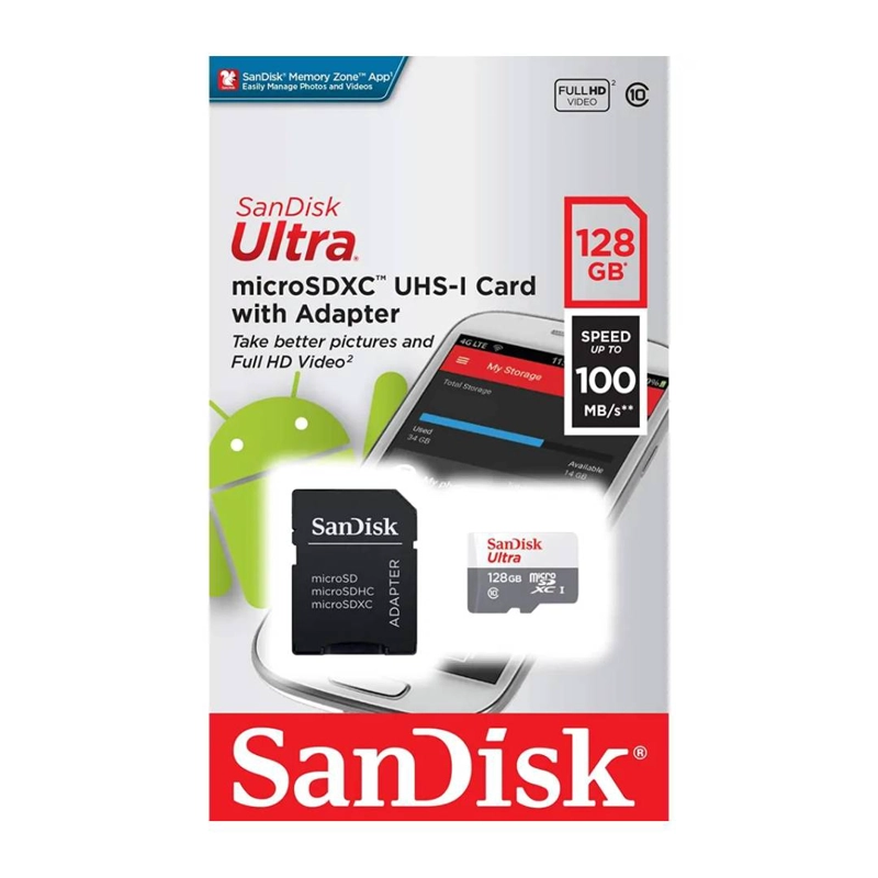 TARJETA DE MEMORIA MICROSDXC SANDISK ULTRA 128 GB UHS-I - 4