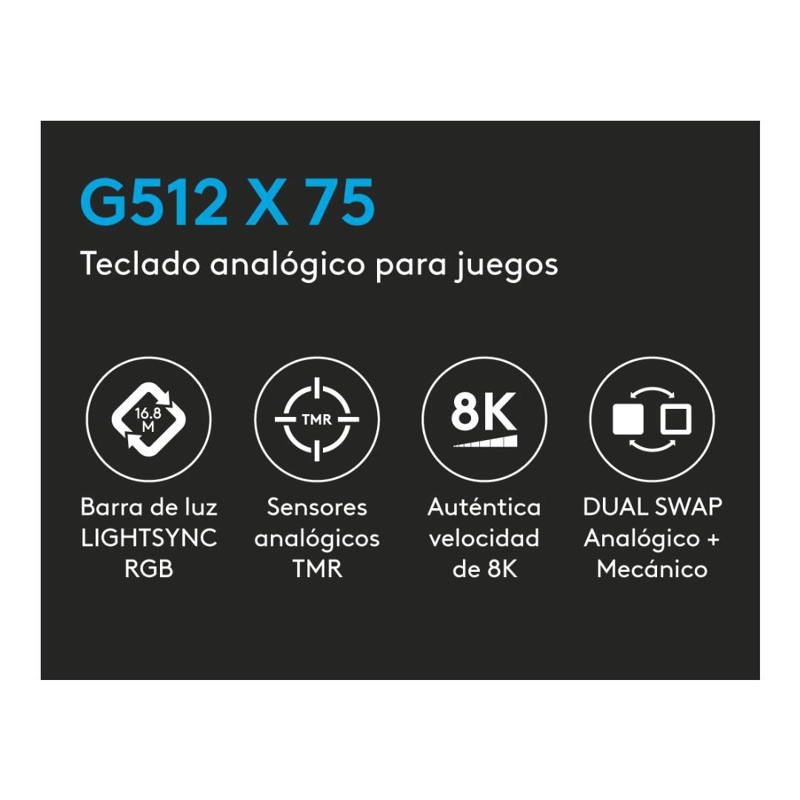 TECLADO GAMER LOGITECH G512 X 75 DUAL SWAP BLANCO - 7