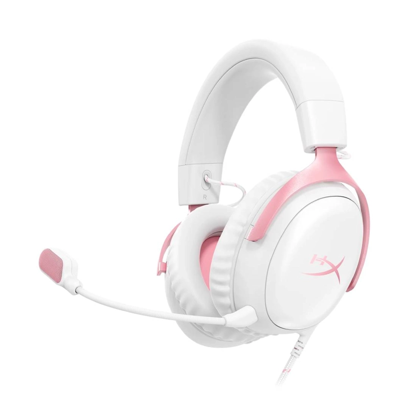 AUDIFONOS GAMER HYPERX CLOUD III CABLEADOS BLANCO/ROSA - 1