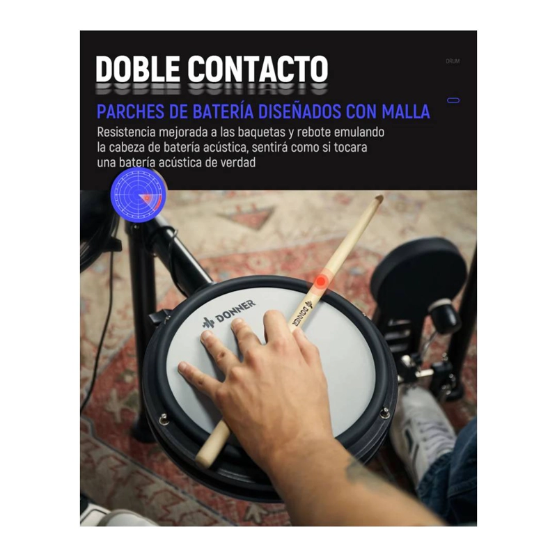 BATERIA ELECTRONICA DONNER DED-200 5 DRUMS 4 CYMBALS - 6