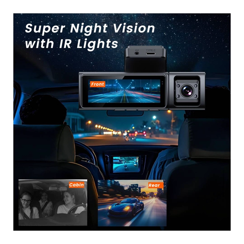 CAMARA DASHCAM 4K TRIPLE LENTE WIFI GPS VEHICULAR - 4