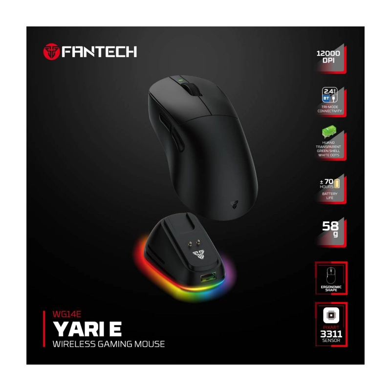 MOUSE INALAMBRICO FANTECH WG14E YARI E 12.000 DPI BLACK - 7
