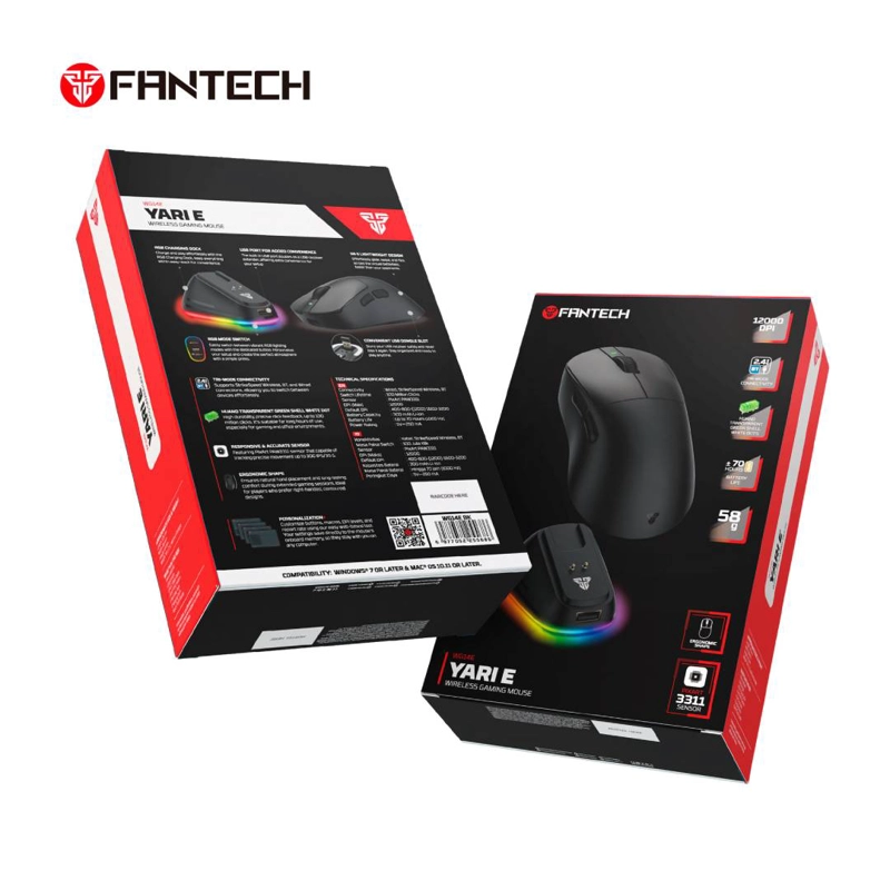 MOUSE INALAMBRICO FANTECH WG14E YARI E 12.000 DPI BLACK - 8