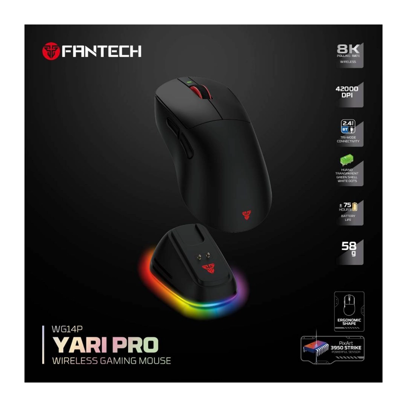 MOUSE INALAMBRICO FANTECH WG14P YARI PRO 42.000 DPI BLACK - 7
