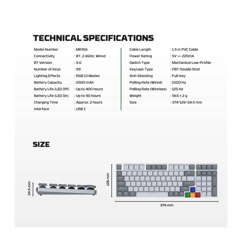 TECLADO FANTECH MK916 MAXFIT AIR99 SUPERMAXFIT SWITCH BROWN - 7
