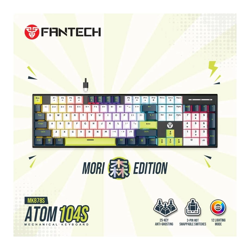 TECLADO FANTECH MK878S ATOM104S RGB MORI WHITE SWITCH ROSIE - 3