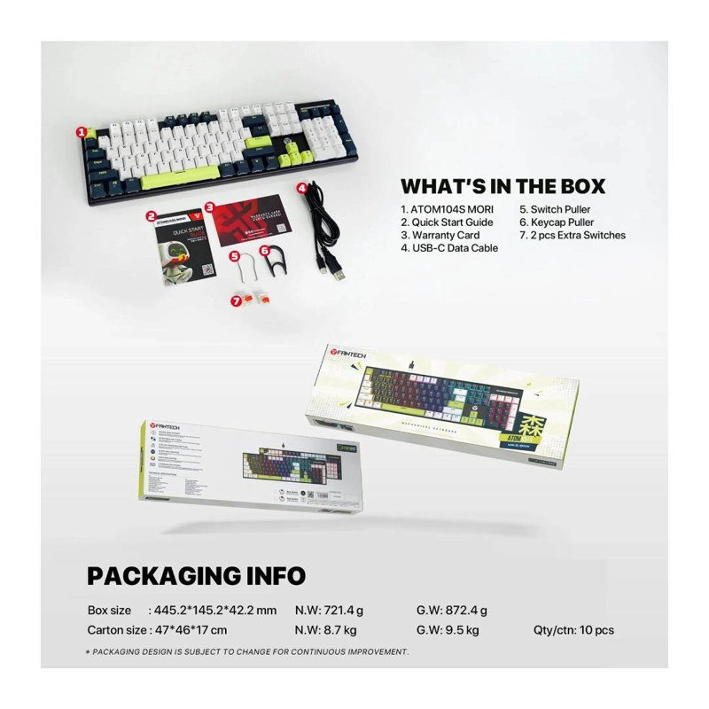 TECLADO FANTECH MK878S ATOM104S RGB MORI WHITE SWITCH ROSIE - 4