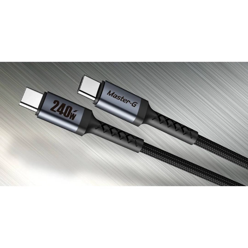 CABLE DE CARGA RAPIDA USB-C A C MASTER-G ANTINUDOS 240W 1M - 3