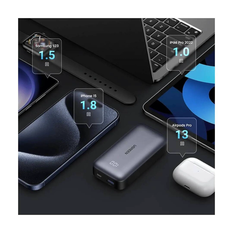 BATERIA PORTATIL UGREEN PB502 10000MAH CON MINI PANTALLA 30W - 3