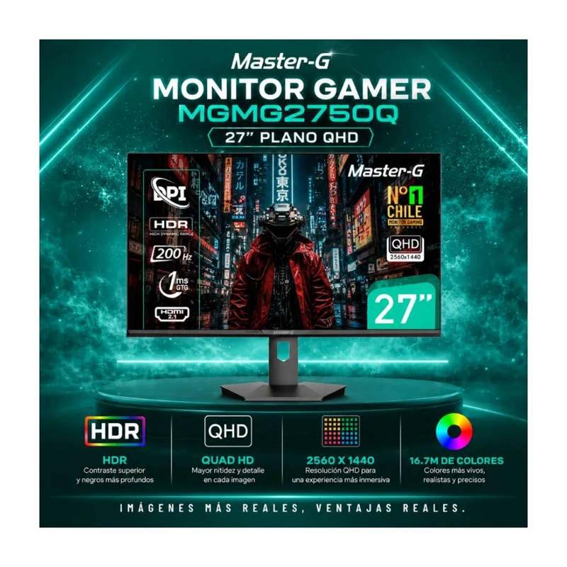 MONITOR GAMER MASTER-G MGMG2750Q 27' QLED IPS 200HZ 1MS - 5