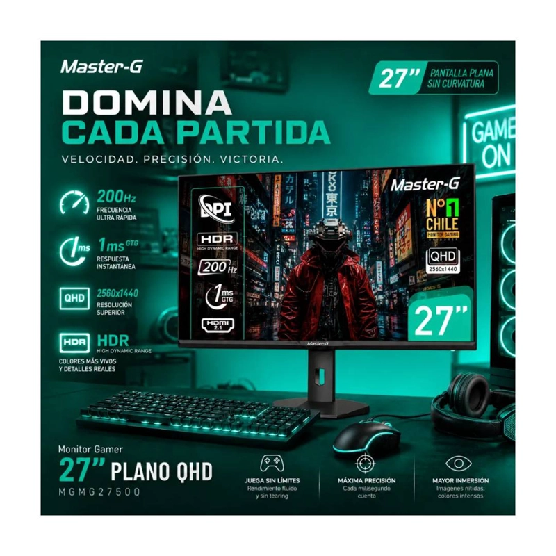 MONITOR GAMER MASTER-G MGMG2750Q 27' QLED IPS 200HZ 1MS - 6