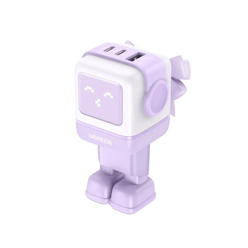 ROBOT GAN CARGADOR UGREEN TECH 65W 1 USB-A + 2 USB-C PURPURA - 1
