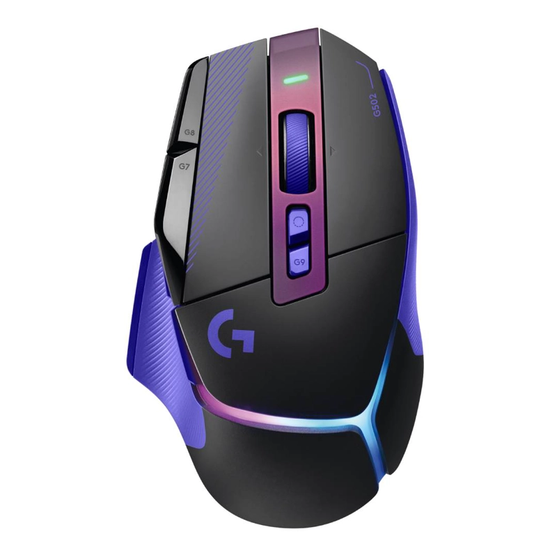 MOUSE GAMER LOGITECH G G502 X PLUS RGB WIRELESS NEGRO/MORADO - 1