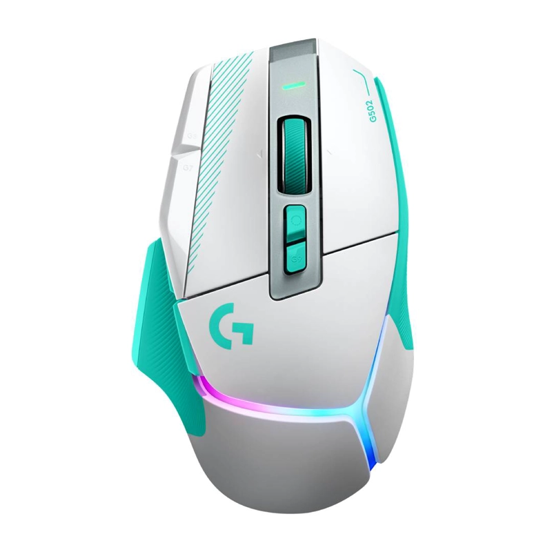 MOUSE GAMER LOGITECH G G502 X PLUS RGB WIRELESS BLANCO/MENTA - 1