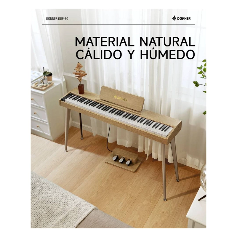 PIANO DIGITAL DONNER DDP-60 88 TECLAS SEMI PESADAS WOOD - 3