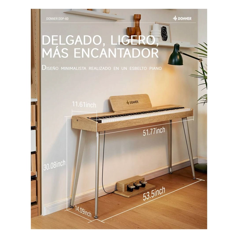 PIANO DIGITAL DONNER DDP-60 88 TECLAS SEMI PESADAS WOOD - 4