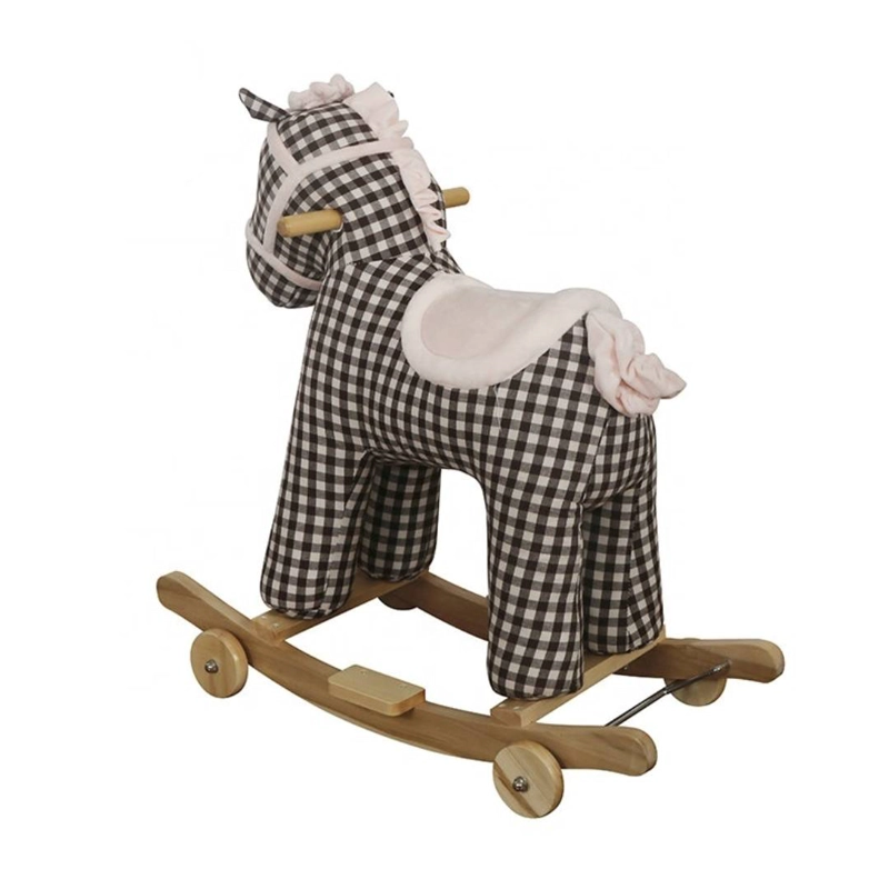 CABALLO MECEDORA DE PELUCHE Y MADERA PARA BEBE S - 2