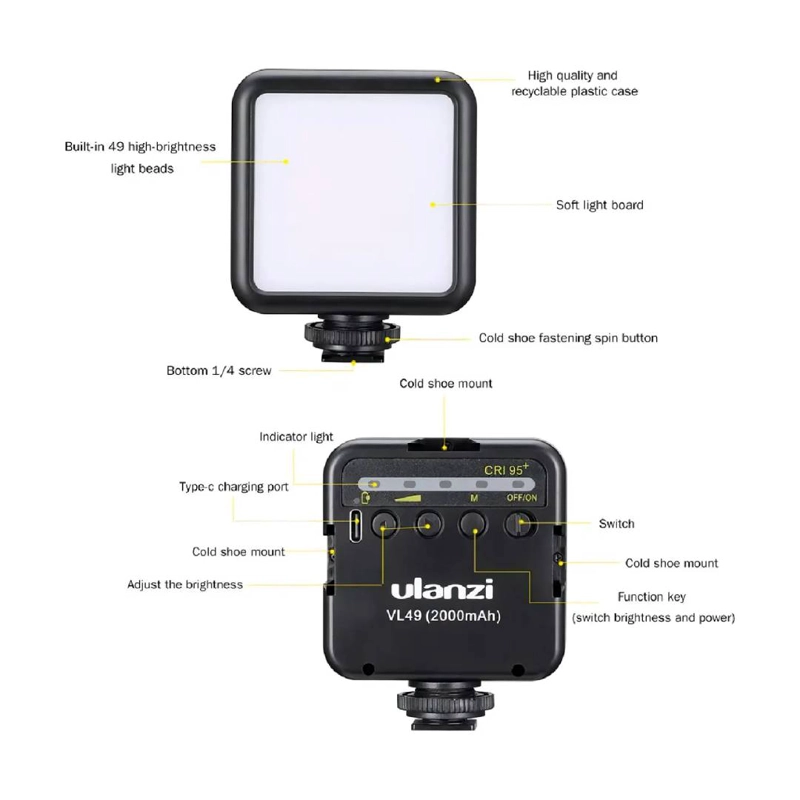MINI LUZ LED ULANZI VL49 PARA VLOG 2000MAH - 4