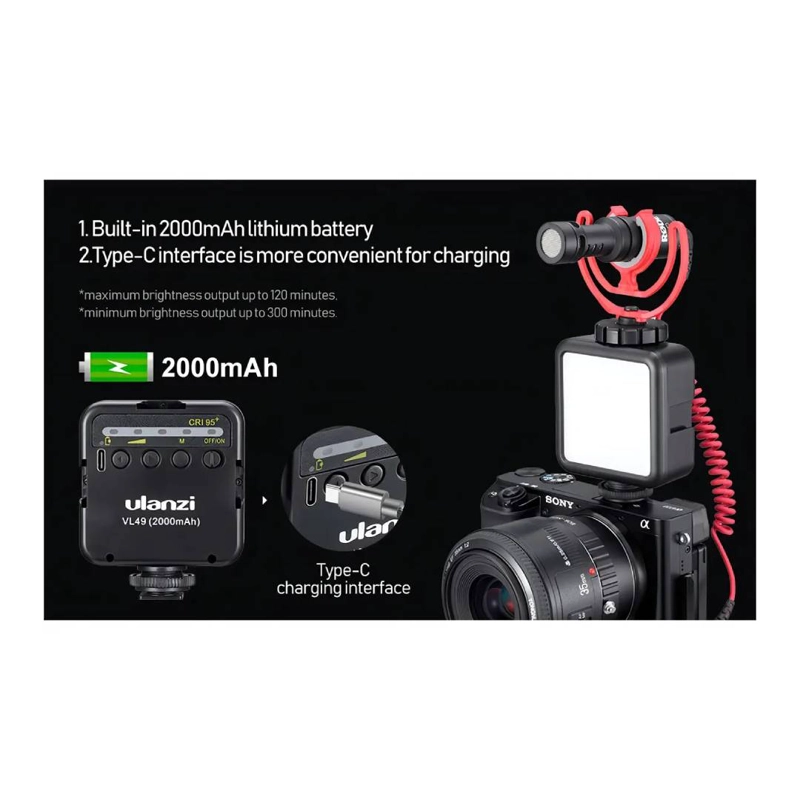 MINI LUZ LED ULANZI VL49 PARA VLOG 2000MAH - 5