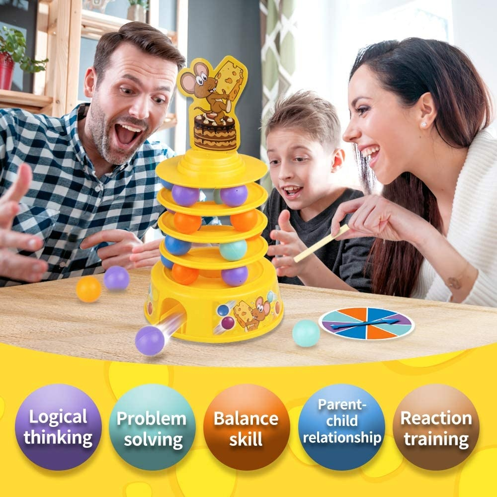 JUEGO MESA EQUILIBRIO NIÑOS RATON VASO QUESO RONDON - 6