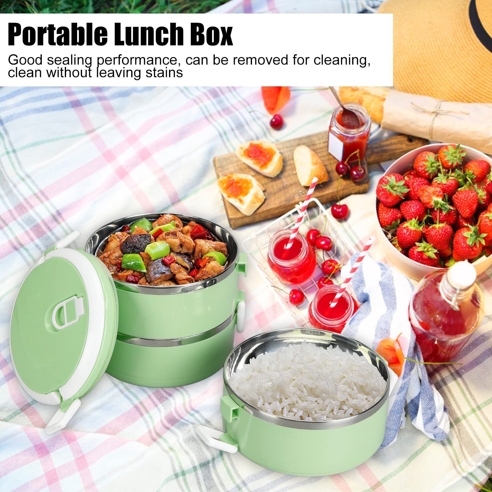 LONCHERA TRIPLE COMIDA ALMUERZO FIAMBRERA APILABLE TRES NIVELES RONDON - 6