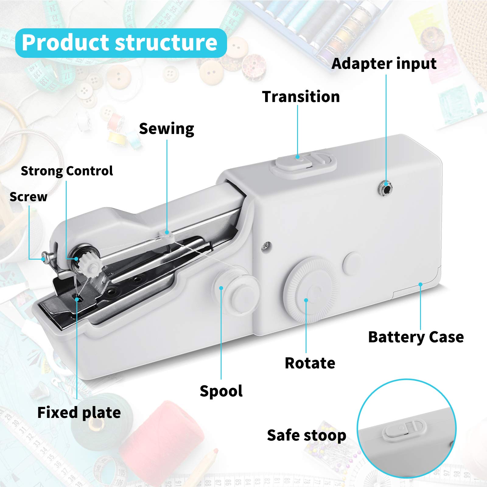 MAQUINA COSER MINI PORTATIL MAGIC MANO RONDON - 6