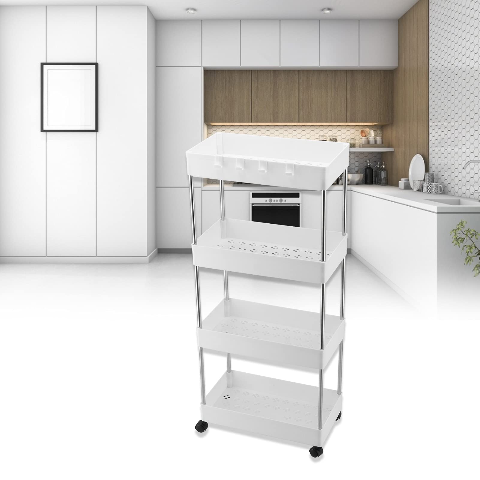 ESTANTE ORGANIZADOR BAÑO COCINA HOGAR RUEDAS 4 NIVEL RONDON - 8