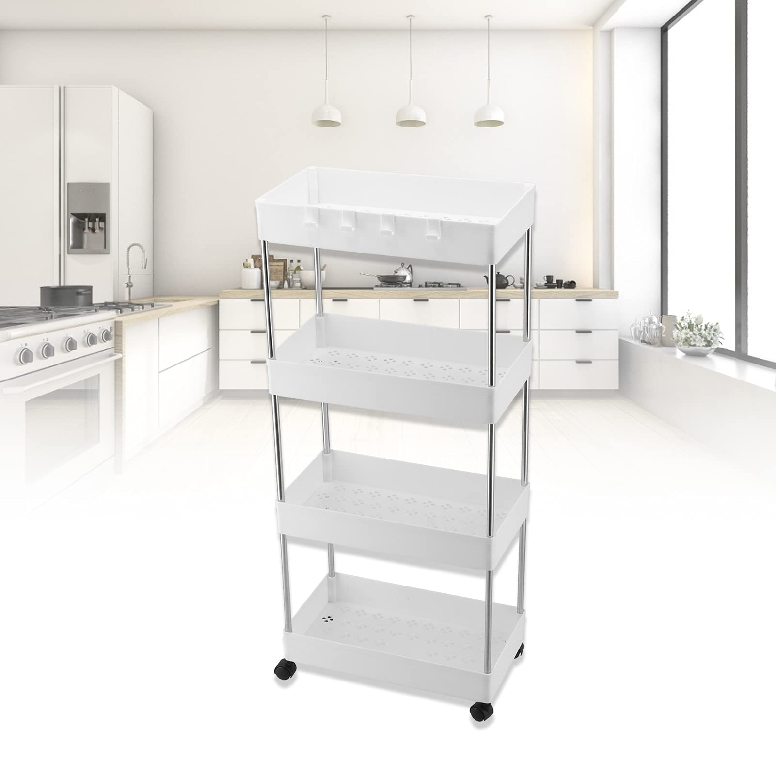 ESTANTE ORGANIZADOR BAÑO COCINA HOGAR RUEDAS 4 NIVEL RONDON - 9