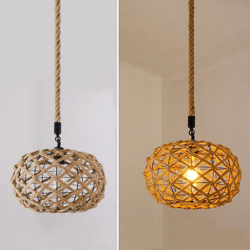 LAMPARA COLGANTE ENCHUFE ESTILO BOHEMIO TEJIDA HOGAR RONDON - 4