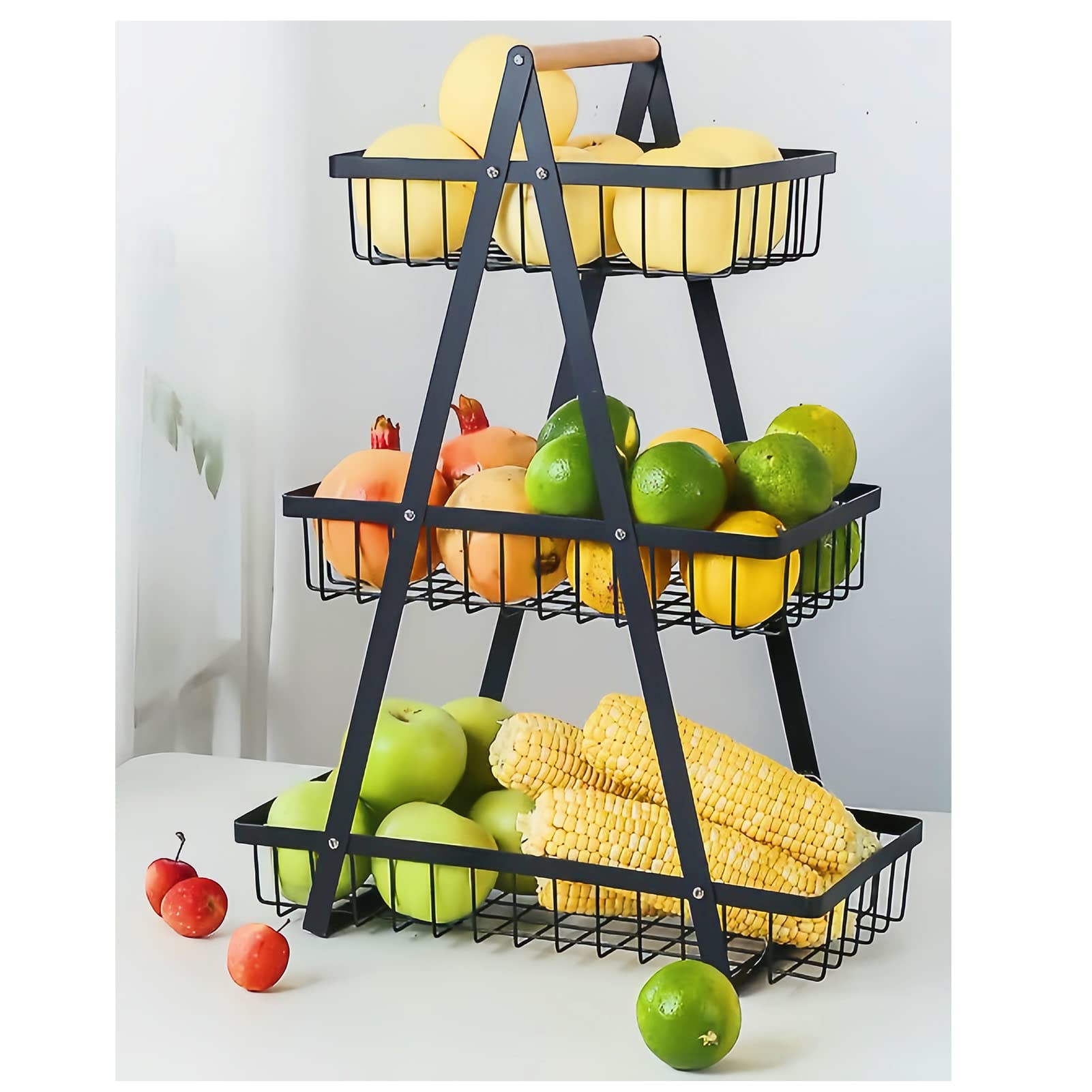 FRUTERO 3 NIVELES CESTA MODERNA DECORACION COCINA RONDON - 9
