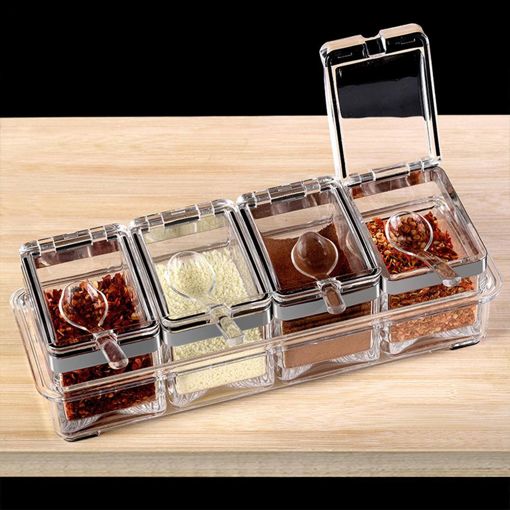 CAJAS CONDIMENTOS ACRILICOS 4 PIEZAS TRANSPARENTES RONDON - 2