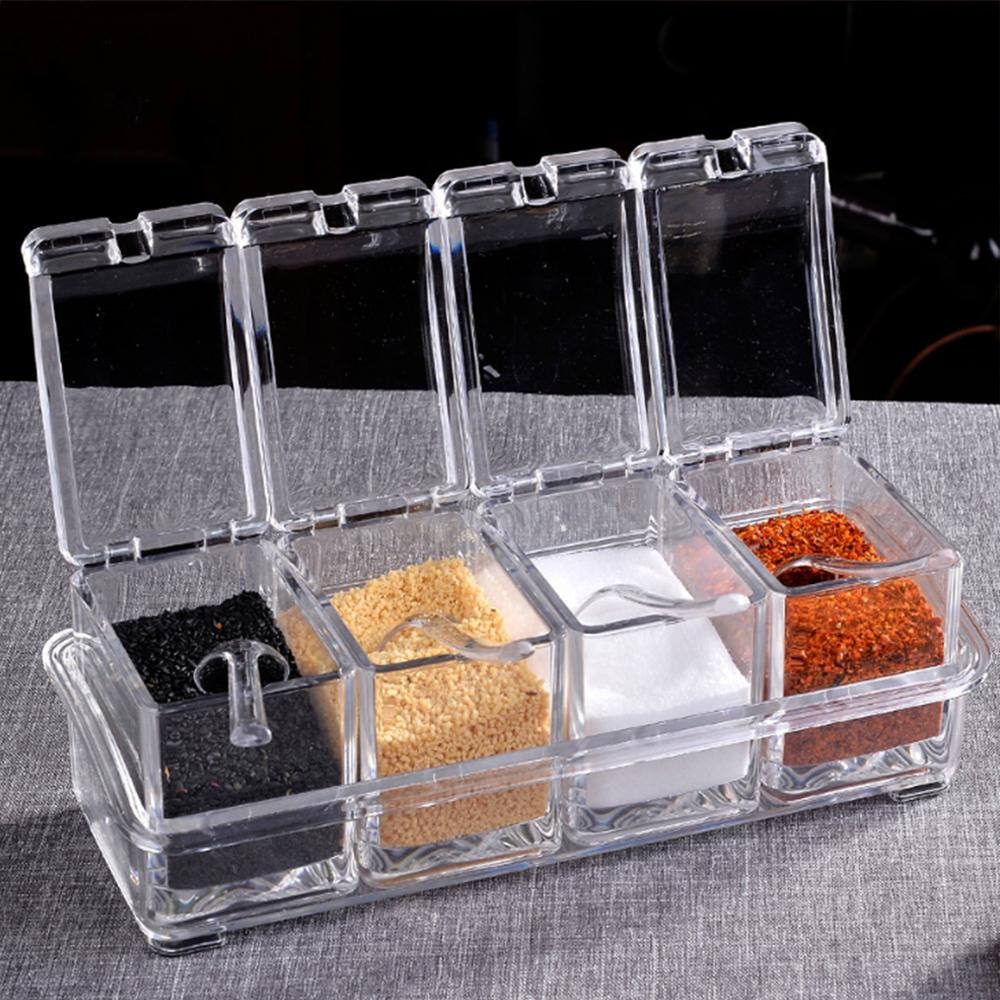 CAJAS CONDIMENTOS ACRILICOS 4 PIEZAS TRANSPARENTES RONDON - 3